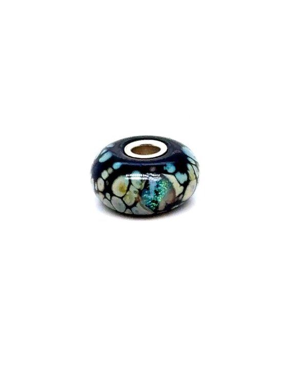 Trollbeads Jewelry - Trollbeads Black Flower Mosaic Glass Bead
